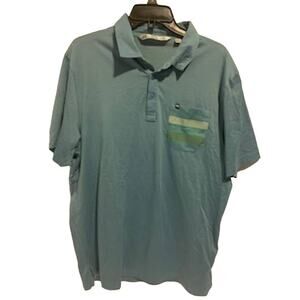 Travis Mathews Blue w/Pocket Golf Shirt Large Mens